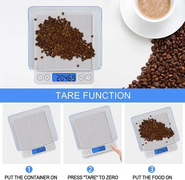 Alt view image 6 of 7 - Digital Kitchen Scale, 500g/0.01g Gram Scale,Cooking Food Scale Digital Weight Grams and OZ with LCD Display, Digital Jewelry Coffee Scale with 2 Trays,Auto Off, TareStainless Steel