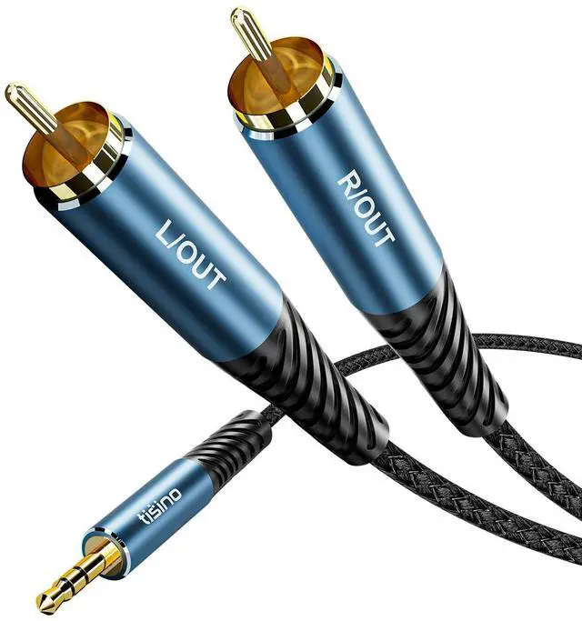 Main image of RCA to 3.5mm AUX Cable, 2 RCA Male to 1/8" TRS Headphone Jack Auxiliary Cable for Connecting Cell Phone, MP3 Players to Amplifier, TV(1.5m/5FT)