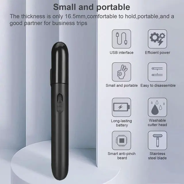 Alt view image 2 of 7 - Men's Foil Shaver - USB Rechargeable Mini Portable Electric Shaver, Multifunction Stubble Trimmer with Pop-Up Sideburn Razor, Sensitive Skin Friendly for Beards, Ideal for Travel/Gym/Home