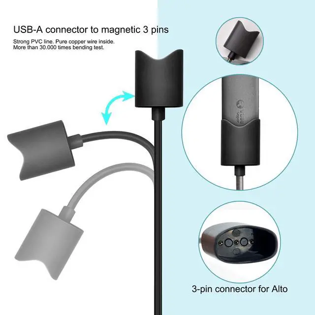 Alt view image 3 of 6 - Magnetic USB Wall Charger fit for Alto Charging Cable Accessories USB 2.0 Plug Cord Compatible with VUSE Alto