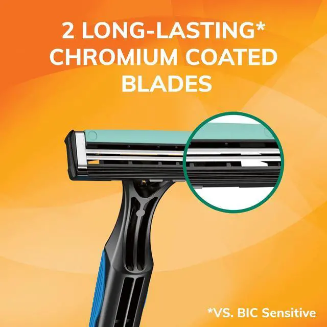 Alt view image 3 of 7 - 2 Disposable Razors for Men With 2 Blades for Sensitive Skin, 18 Count Value Pack of Shaving Razors