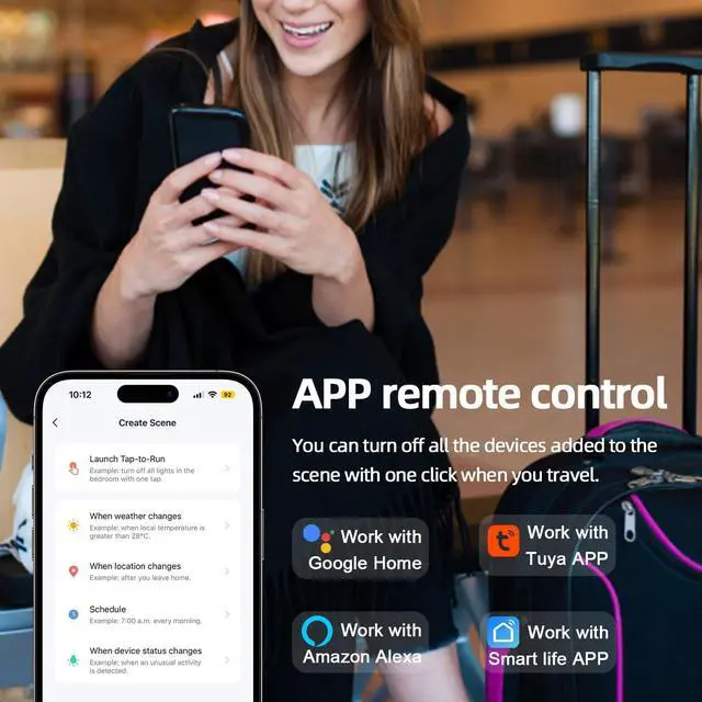 Alt view image 5 of 7 - WiFi Smart Light Switch, Mini Smart Breaker Module, APP/Voice Remote Control, Compatible with Alexa, Google Home, Tuya/Smart Life (1/2 Way, AC 100-240V)