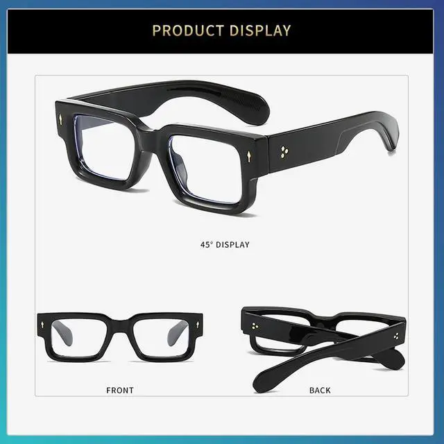 Alt view image 5 of 7 - Thick Square Frame Glasses for Women Men Chunky Rectangle Non Prescription Blue Light Glasses Computer Eyeglasses(Black)