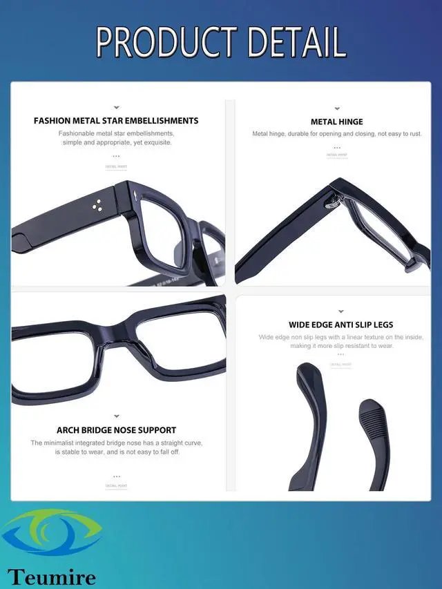 Alt view image 4 of 7 - Thick Square Frame Glasses for Women Men Chunky Rectangle Non Prescription Blue Light Glasses Computer Eyeglasses(Black)
