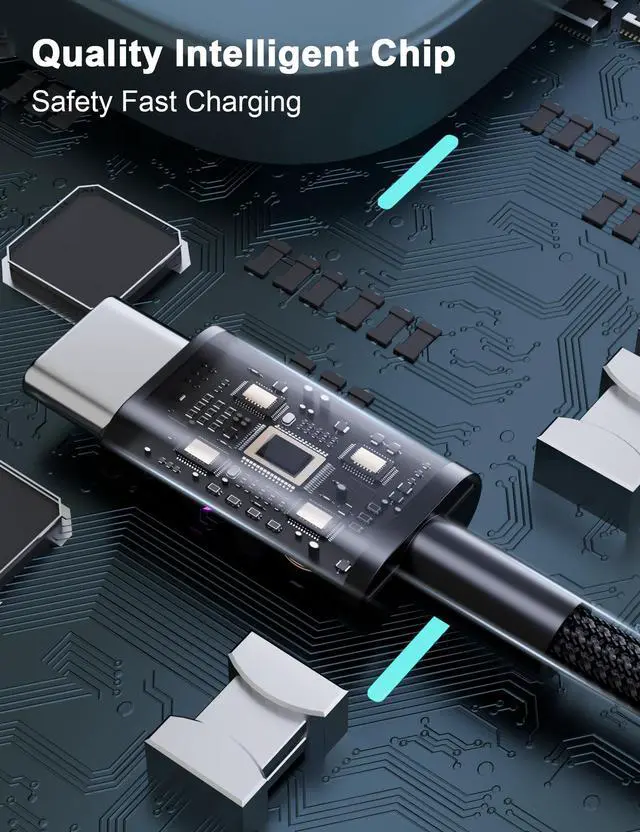 Alt view image 2 of 7 - 65W USB C to USBC Cable for ROG Phone 7 8 9 Pro for Asus for Xbox Ally X Nylon Braided Tangle-Free Type-C Fast Charging Charger Cord Laptop Home Office School 4FT Black