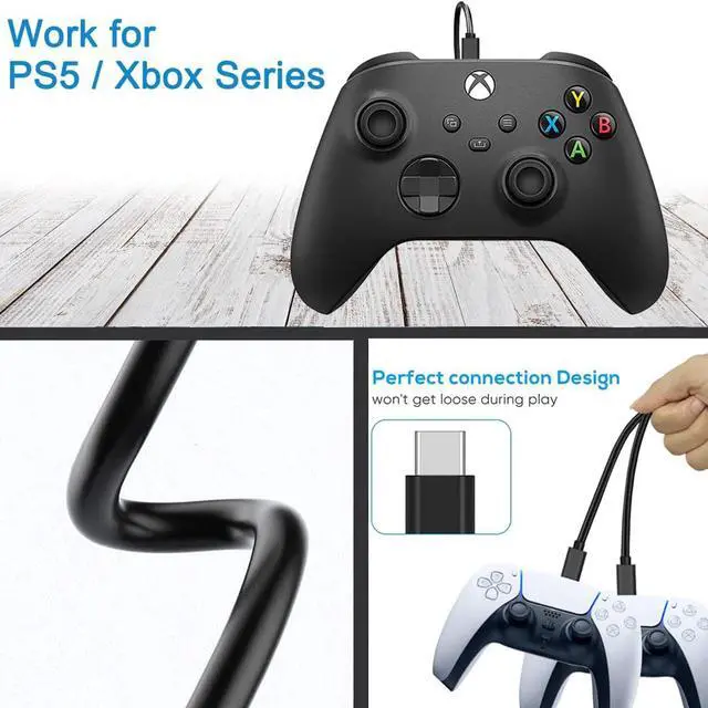 Alt view image 2 of 6 - Charger Charging Cable Cord USB C for Xbox Series S/X and Xbox Elite Controller Series 2 Charging Cable,PS5 Controller Wire PS5 Dual Sense,Switch/Pro/Lite Controller,Steam Deck Replacement 6.6 FT Cord
