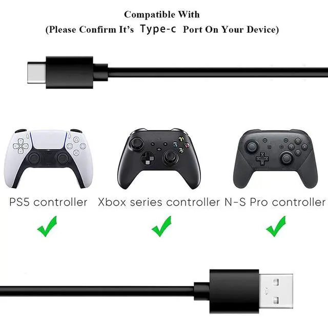 Alt view image 4 of 6 - Charger Charging Cable Cord USB C for Xbox Series S/X and Xbox Elite Controller Series 2 Charging Cable,PS5 Controller Wire PS5 Dual Sense,Switch/Pro/Lite Controller,Steam Deck Replacement 6.6 FT Cord
