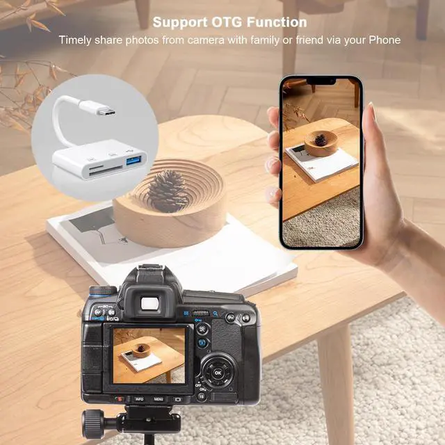 Alt view image 6 of 7 - USB C SD Card Reader for iPhone 17 16 15 Pro Max iPad MacBook, 3-in-1 Type C Memory Trail Camera Card Adapter with Dual Slots & USB Port for Mac MacBook Pro/Air/Mini Android Laptop More USB C Devices