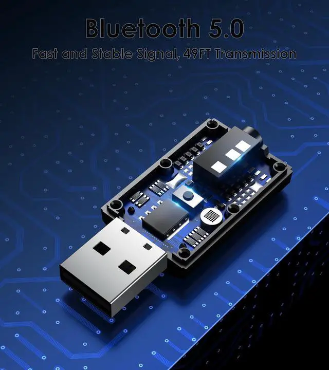 Alt view image 7 of 7 - USB Bluetooth Adapter for Car, Bluetooth Transmitter Receiver Plug & Play, 3.5mm AUX Wireless Audio Adapter for TV, Headphone, PC, Stereo