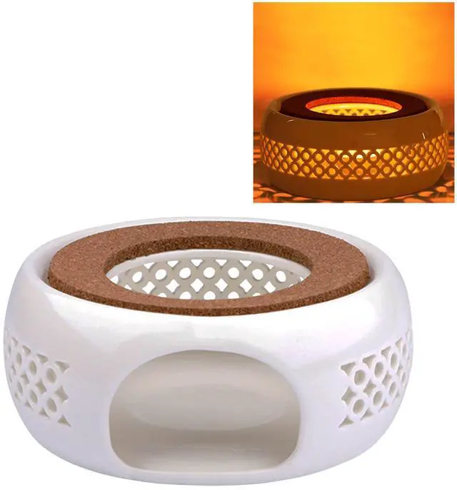 Main image of Teapot Warmer, Ceramic Teapot Heater with Cork Cushion Coffee Tea Warmer for Glass, Stainless Steel, Ceramic Teapot and Other Heatproof Dish Warming Use