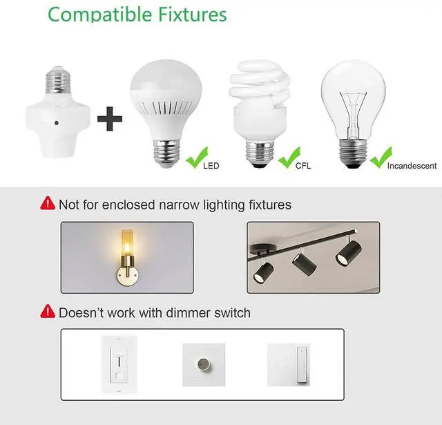 Alt view image 6 of 7 - Wi-Fi Smart 2.4G Remote Control Light Socket E26 E27 Bulb Socket Adapter, eWeLink APP Remote Timing, Compatible with Alexa and Google