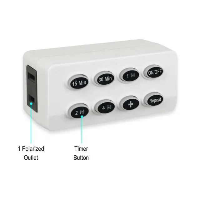 Alt view image 2 of 6 - 2-Pack Indoor Countdown Timer with Repeat Function, Illuminated Buttons, and Auto Shut-Off Outlet Ideal for Chargers, Christmas Security, Lights, UL Listed