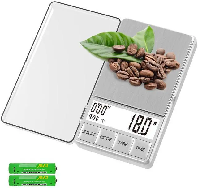 Main image of Small Coffee Scale with Timer, Espresso Scale with Timer 1000 x 0.1g, Mini Food Scale Large Backlit LCD Display Stainless Steel, Digital Pocket Scale Grams and Ounces
