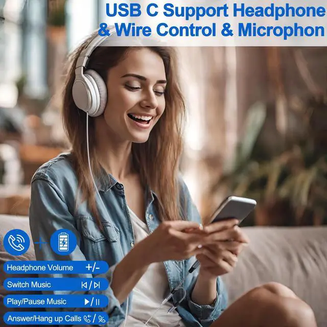 Alt view image 3 of 7 - USB C and Lightning to 3.5 mm Headphone Adapter for iPhone - 2 in 1 USB C to 3.5mm & Lighting to 3.5mm Aux to USB C and Lightning Audio adapter for iPhone17 16 15 14 13 12 Pro Galaxy S24 S23 iPad Mac