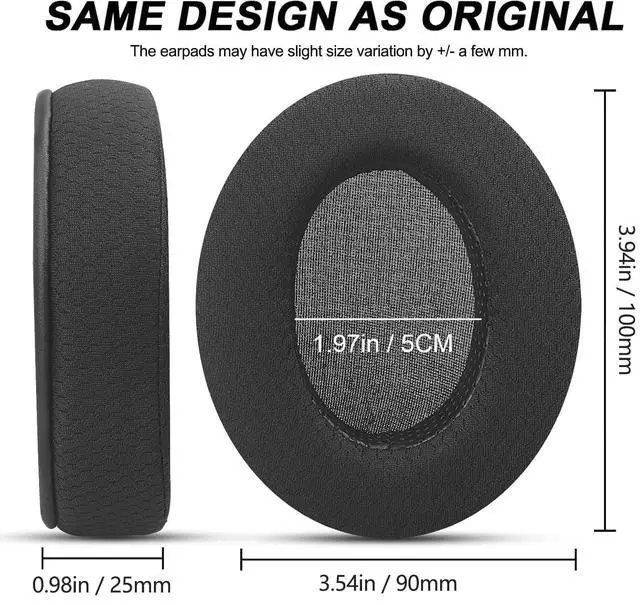 Alt view image 7 of 7 - Upgraded Replacement Earpads Cushions for HyperX Cloud/Alpha, Audio Technica M50X/M40X, Turtle Beach Stealth 400/600 & More - Ear Pads with Breathable Mesh Fabric/Added Thickness/Memory Foam