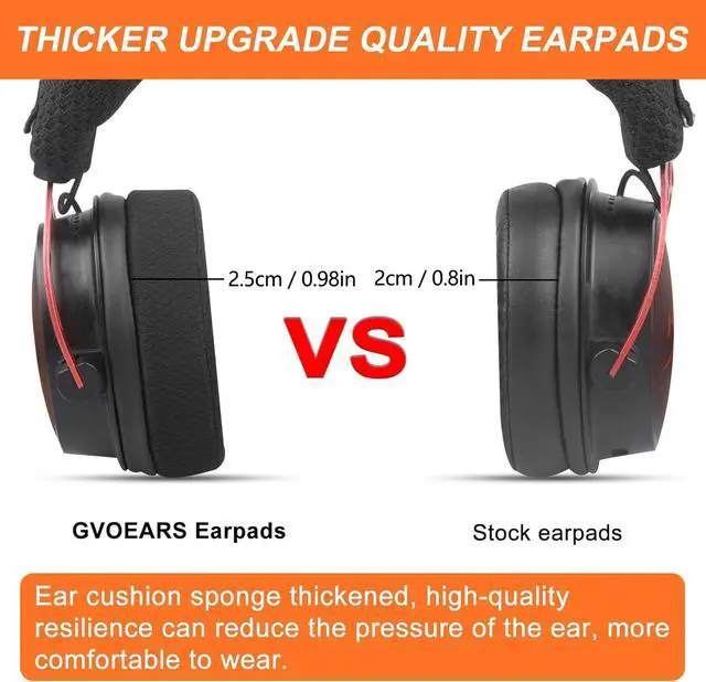 Alt view image 6 of 7 - Upgraded Replacement Earpads Cushions for HyperX Cloud/Alpha, Audio Technica M50X/M40X, Turtle Beach Stealth 400/600 & More - Ear Pads with Breathable Mesh Fabric/Added Thickness/Memory Foam