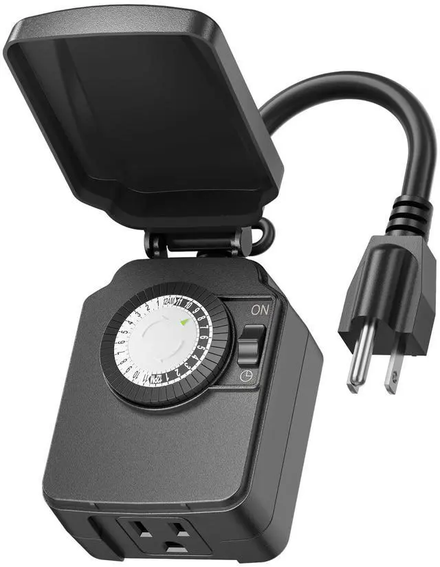 Main image of 24 Hour Heavy Duty Mechanical Timer, Outdoor Timer Outlet Waterproof with 30 Minutes Intervals, 1 Grounded Outlets for Christmas Lights Pool Pump,15A 1/2HP, ETL Listed