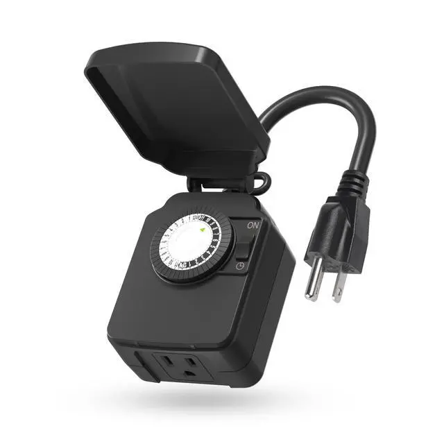 Alt view image 4 of 7 - 24 Hour Heavy Duty Mechanical Timer, Outdoor Timer Outlet Waterproof with 30 Minutes Intervals, 1 Grounded Outlets for Christmas Lights Pool Pump,15A 1/2HP, ETL Listed