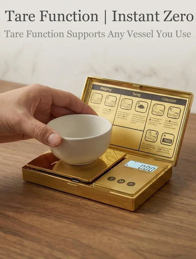 Alt view image 5 of 7 - Digital Pocket Gram Scale 0.01g Accuracy,6 Units iiiBumwow 200g Mini Digital Scale Grams,Tare Function Small Food Scale,Jewelry Scale,Ounces Grains Milligram Scale (Golden/Batteries Included)