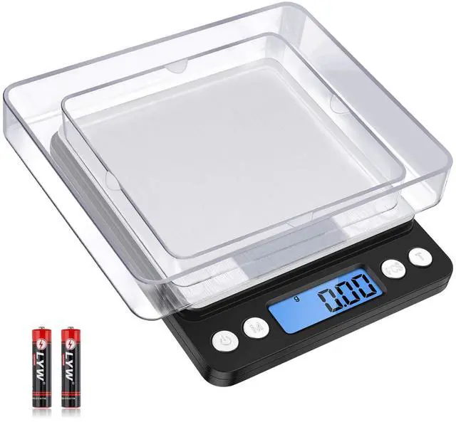 Main image of Digital Kitchen Scale 500g/0.01g, High Precision Cooking Food Scale, Mini Gram Scale with LCD Display, 2 Trays, 6 Units, Auto Off, Tare Function, Christmas Gift (Batteries Included) (Black)