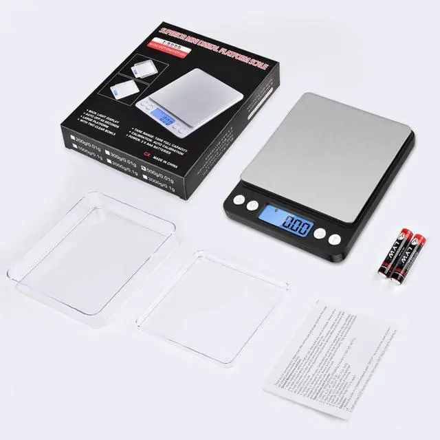 Alt view image 7 of 7 - Digital Kitchen Scale 500g/0.01g, High Precision Cooking Food Scale, Mini Gram Scale with LCD Display, 2 Trays, 6 Units, Auto Off, Tare Function, Christmas Gift (Batteries Included) (Black)
