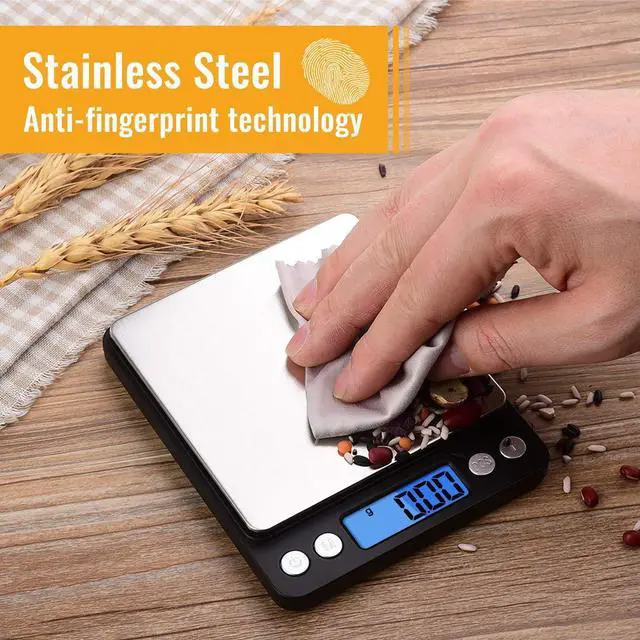 Alt view image 3 of 7 - Digital Kitchen Scale 500g/0.01g, High Precision Cooking Food Scale, Mini Gram Scale with LCD Display, 2 Trays, 6 Units, Auto Off, Tare Function, Christmas Gift (Batteries Included) (Black)