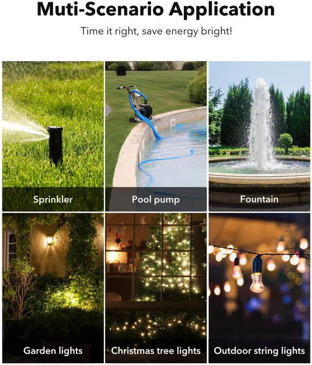 Alt view image 7 of 7 - Outdoor Timer Outlet Waterproof, 24 Hour Mechanical Light Timers for Electrical Outlets Outdoor Weatherproof, 2 Grounded Outlets for Christmas Lights, Holiday Decorations, 15A 1/2HP