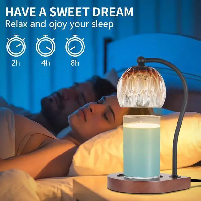 Alt view image 2 of 6 - Electric Candle Warmer Lamp with TimerDimmable for Jar Scented Candles, Wax Melting Tabletop Light Suitable as a Home Decor Thanksgiving Christmas Day Gift for Women Mom, with 2 Bulbs(Glass Brown)