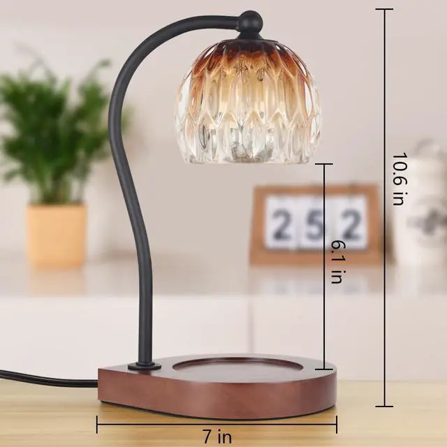 Alt view image 3 of 6 - Electric Candle Warmer Lamp with TimerDimmable for Jar Scented Candles, Wax Melting Tabletop Light Suitable as a Home Decor Thanksgiving Christmas Day Gift for Women Mom, with 2 Bulbs(Glass Brown)