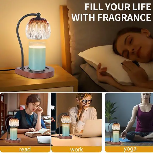 Alt view image 5 of 6 - Electric Candle Warmer Lamp with TimerDimmable for Jar Scented Candles, Wax Melting Tabletop Light Suitable as a Home Decor Thanksgiving Christmas Day Gift for Women Mom, with 2 Bulbs(Glass Brown)