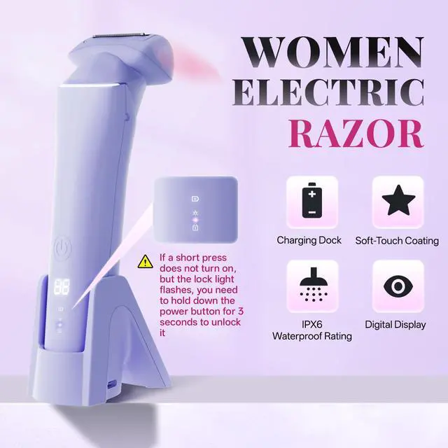 Alt view image 5 of 7 - Electric Razors for Women, Gentle Painless Electric Razor for Silk Skin, IPX6 Waterproof Electric Shaver Trimmer & Body Shaver, Easy to Use & Clean, Dry & Wet for Arms, Legs
