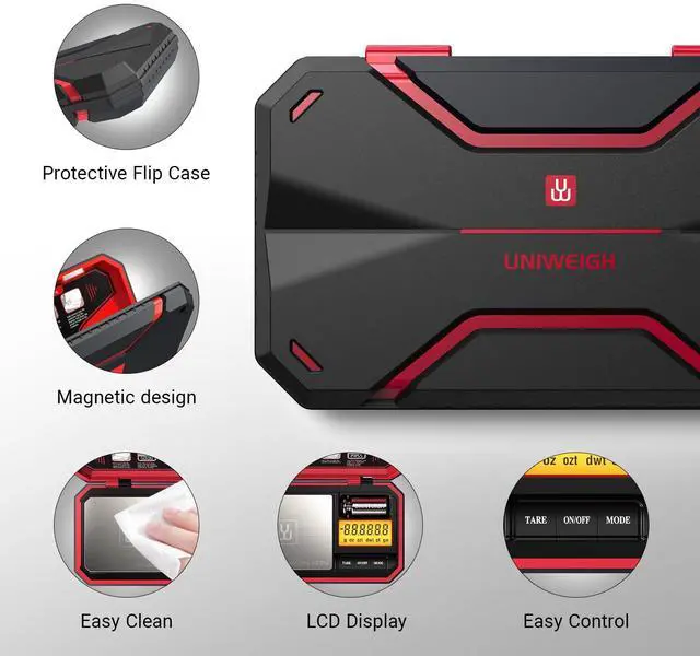 Alt view image 3 of 6 - Travel Digital Pocket Scale 200g/0.01g, Digital Gram Scales, Mini Food Scale with 50g Calibration Weight for Food, Powder,Small Items, Tea, Jewelry, Coins (Battery Included)-Red
