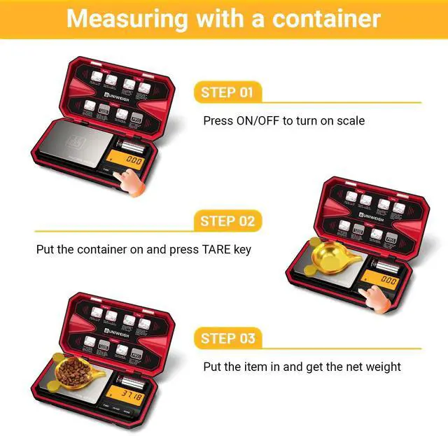 Alt view image 4 of 6 - Travel Digital Pocket Scale 200g/0.01g, Digital Gram Scales, Mini Food Scale with 50g Calibration Weight for Food, Powder,Small Items, Tea, Jewelry, Coins (Battery Included)-Red