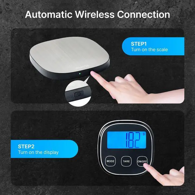 Alt view image 3 of 7 - Wireless Stainless Steel Kitchen Scale with Magnetic Detachable Display, 8 Unit Modes, Precision Tare, 5kg Capacity, Ultra-Slim Digital Food & Baking Scale
