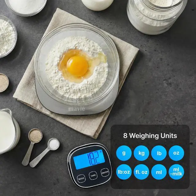 Alt view image 7 of 7 - Wireless Stainless Steel Kitchen Scale with Magnetic Detachable Display, 8 Unit Modes, Precision Tare, 5kg Capacity, Ultra-Slim Digital Food & Baking Scale