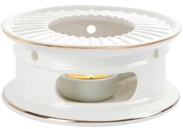 Main image of Teapot Warmer, Ceramic Tea Warmer with Tealight Holder, Teapot Heater for Heating Coffee, Milk, Tea Light Heater, Candle Warmer (White)