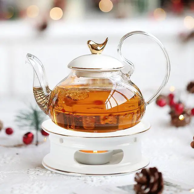 Alt view image 4 of 7 - Teapot Warmer, Ceramic Tea Warmer with Tealight Holder, Teapot Heater for Heating Coffee, Milk, Tea Light Heater, Candle Warmer (White)