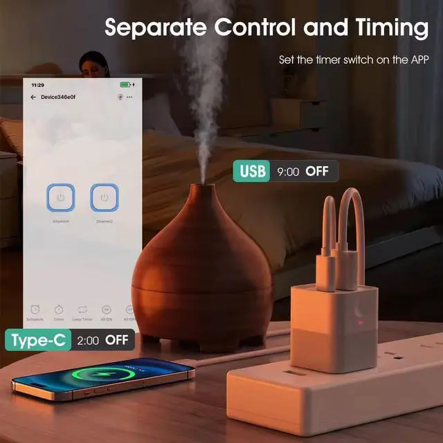 Alt view image 4 of 5 - eWelink app Micro WiFi USB Type A Adaptor, Smart 5-12V DC Outlet Switch,Remote Timer Your USB Device by Phone app,Compatible with Alexa Google Home