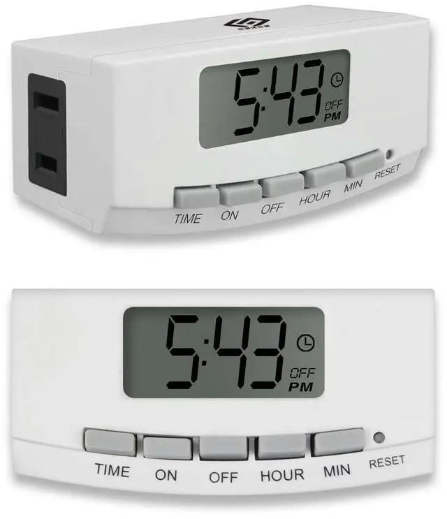 Main image of 2-Pack Indoor 24-Hour Programmable Indoor Digital Timer with Polarized Plug and Large Screen, Plug-in Outlet Timer for Lights, Lamps, and Fans, 15A/1875W, UL Listed