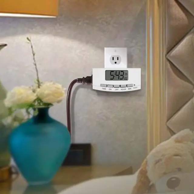 Alt view image 4 of 4 - 2-Pack Indoor 24-Hour Programmable Indoor Digital Timer with Polarized Plug and Large Screen, Plug-in Outlet Timer for Lights, Lamps, and Fans, 15A/1875W, UL Listed