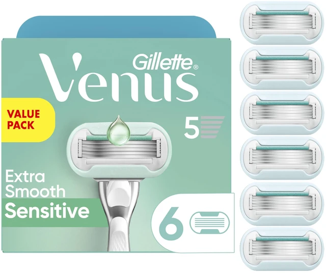 Main image of Extra Smooth Sensitive Womens Razor Blade Refills, 6 Count, Designed for Women with Sensitive Skin
