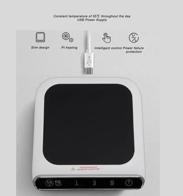 Alt view image 2 of 7 - USB Cup Warmer, 3 Temperature Settings 70 90 110 Auto Shut Off Heating Pad for Coffee Tea with PI Heating Technology, for Office Car Travel