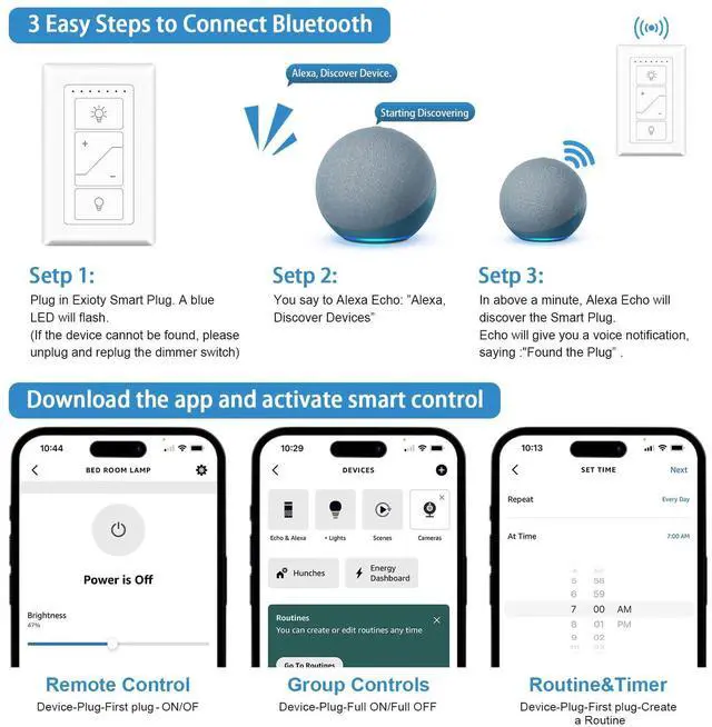 Alt view image 6 of 7 - Smart Plug-in Dimmer, Wireless Dimmer Plug with Remote, 2.4GHz Dual Outlets Switch for Lamp Compatible with Alexa, for Dimmable LED, CFL, Incandescent and Halogen Lamps