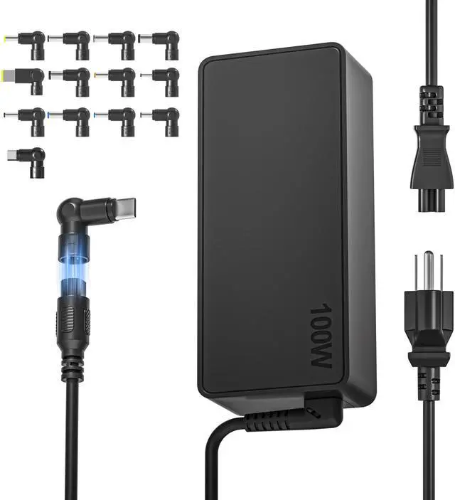 Main image of 100W Type-C Universal Laptop Charger with 13Tips Compatible with Lenovo HP Dell Asus Acer Samsung ThinkPad Yoga Pavilion Envy Latitude Aspire Vivobook Chromebook Notebook Adapter Power Supply
