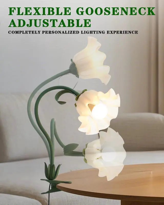 Alt view image 4 of 6 - Flower Lamp Clip on Light, 3 Color Modes Eye-Caring Desk Lamp with Clamp, Dorm Room Essentials, Flexible Neck Reading Clamp Lamps for College Bedside Bookshelf Studying Room (Green)