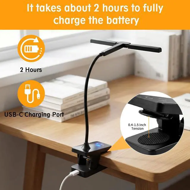 Alt view image 4 of 7 - 3 Head Foldable Clip On LED Easel Lamp for Artists, 4 Color Modes and 12 Level Dimmable, 300lm Eye Care Light with Flexible Arm, USB Powered for Painting, Drawing and Art Creation