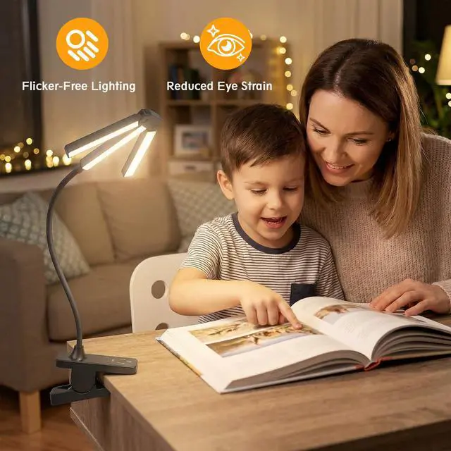 Alt view image 5 of 7 - 3 Head Foldable Clip On LED Easel Lamp for Artists, 4 Color Modes and 12 Level Dimmable, 300lm Eye Care Light with Flexible Arm, USB Powered for Painting, Drawing and Art Creation