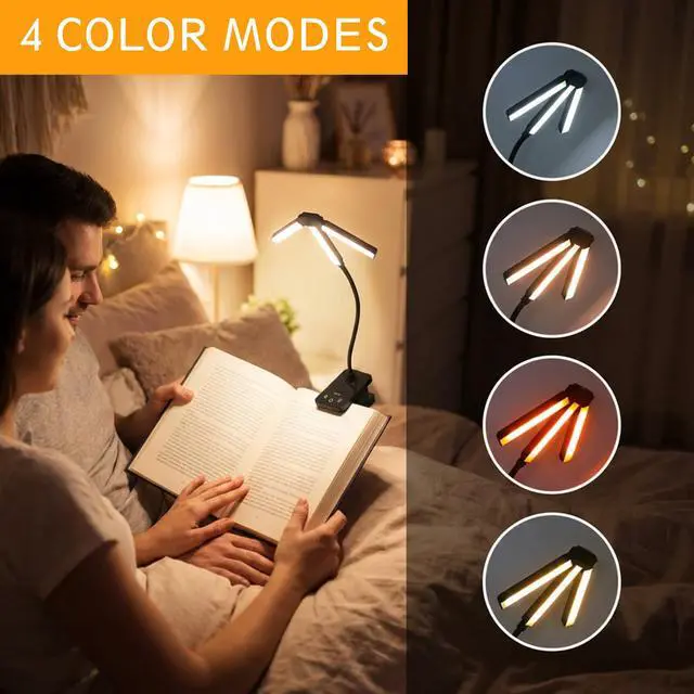 Alt view image 3 of 7 - 3 Head Foldable Clip On LED Easel Lamp for Artists, 4 Color Modes and 12 Level Dimmable, 300lm Eye Care Light with Flexible Arm, USB Powered for Painting, Drawing and Art Creation
