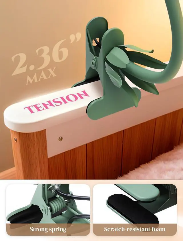 Alt view image 4 of 7 - Clip On Light and Flower Desk Lamp, Flexible Gooseneck Reading Book Light with 3 Color Modes Cute Table Lamp Decor, Clip on Bedside Lamp for Bed Headboard,Table, Nursery,Dorm (Green-02)