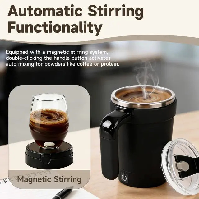 Alt view image 2 of 5 - 2026 Smart Coffee Mug with Auto Stir & Temperature Keeper - Self Stirring Electric Mug, USB Rechargeable Magnetic Stirring Cup for Coffee, Office, Travel | Ideal Coffee Lover Gift & Bar Accessory